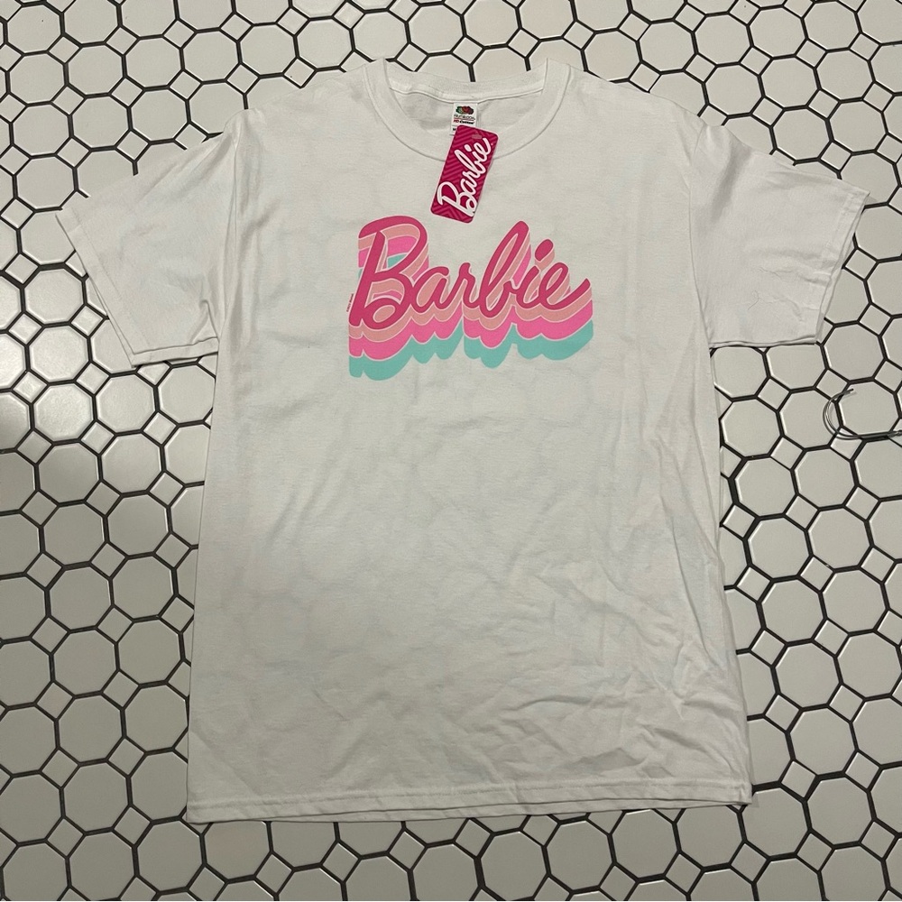 Fruit of the Loom White T-Shirt with Pink Graphic